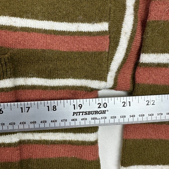 MADEWELL Small Striped Mock Neck Wool Sweater Brown Green Casual Pullover Top - Picture 10 of 16